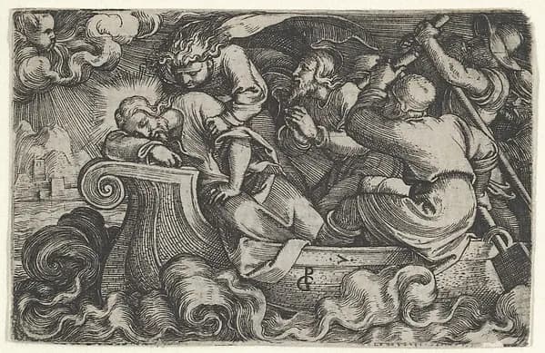 Christ Sleeping During the Storm on Lake Tiberias, from The Story of Christ by Georg Pencz depicting John 1