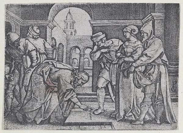 Christ and the Adulterous Woman by Georg Pencz depicting John 1