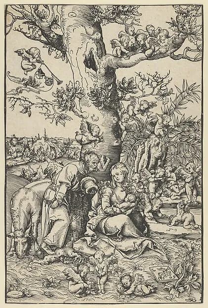 Rest on the Flight into Egypt by Lucas Cranach the Elder depicting Matthew 2