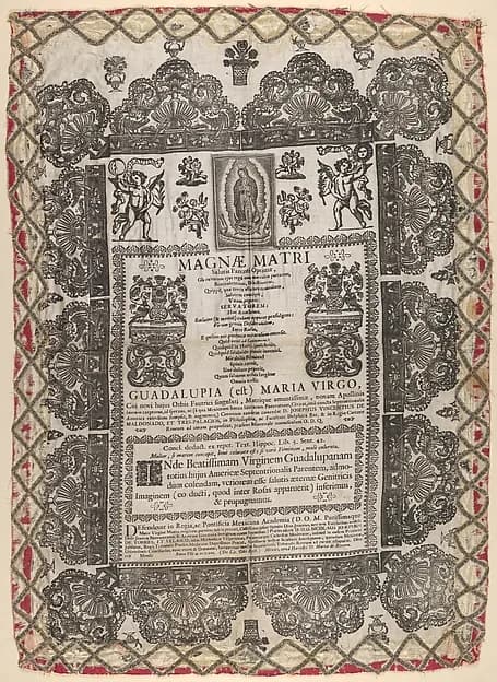Thesis Proclamation of José Vicente Maldonado y Trespalacios, dedicated to the Virgin of Guadalupe by Baltasar Troncoso y Sotomayor depicting Luke 1