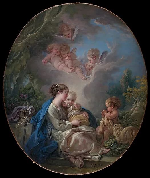 Virgin and Child with the Young Saint John the Baptist and Angels by François Boucher depicting Matthew 3