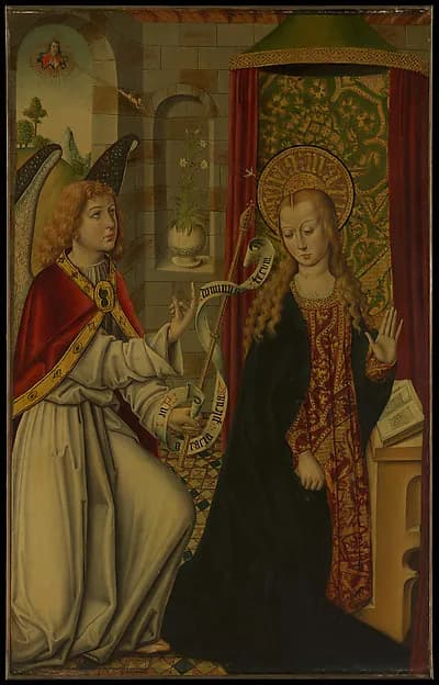 The Annunciation by Budapest Master depicting Luke 1