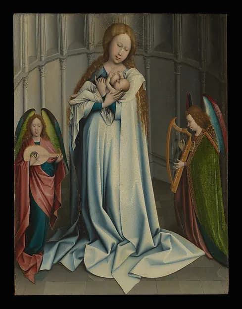 Virgin and Child in an Apse by Robert Campin depicting Luke 2