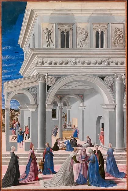 The Birth of the Virgin by Fra Carnevale (Bartolomeo di Giovanni Corradini) depicting Luke 1