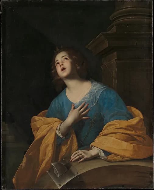 Saint Catherine of Alexandria by Bernardo Cavallino depicting Romans 8