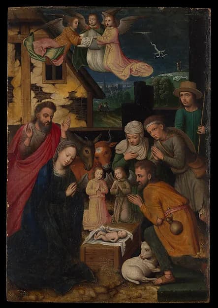 The Adoration of the Shepherds by Marcellus Coffermans depicting Luke 2