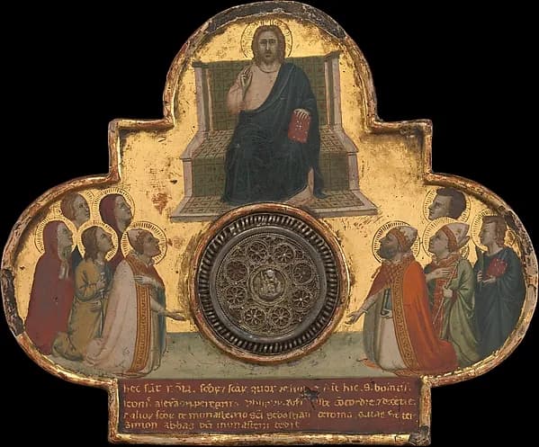 Christ Enthroned with Saints by Bernardo Daddi depicting John 1