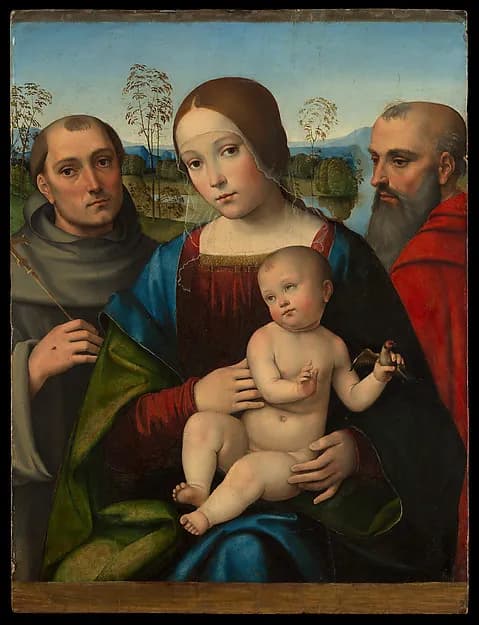 Madonna and Child with Saints Francis and Jerome by Francesco Francia depicting Romans 8