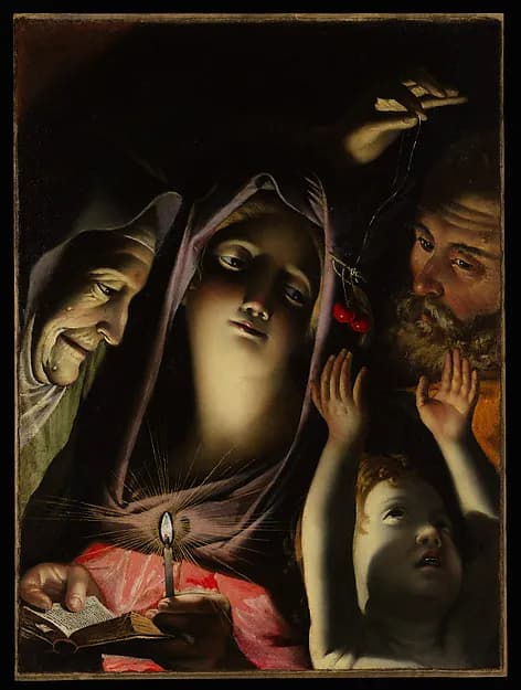 Holy Family with Saint Anne by French Painter depicting Luke 1