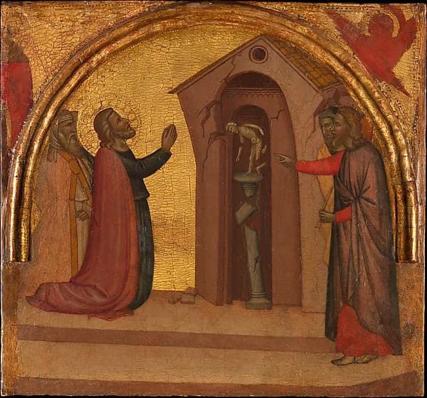 Saint John the Evangelist Causes a Pagan Temple to Collapse by Francescuccio Ghissi (Francesco di Cecco Ghissi) depicting Revelation 1