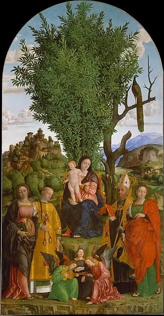 Madonna and Child with Saints by Girolamo dai Libri depicting Luke 2