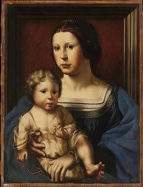 Anna van Bergen (1492–1541) and Her Son Hendrik (born 1519) as the Virgin and Child by Jan Gossart (called Mabuse) depicting Luke 2