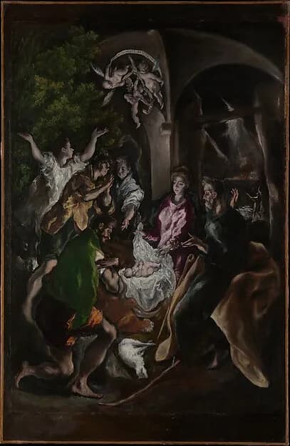The Adoration of the Shepherds by El Greco (Domenikos Theotokopoulos) depicting Luke 2