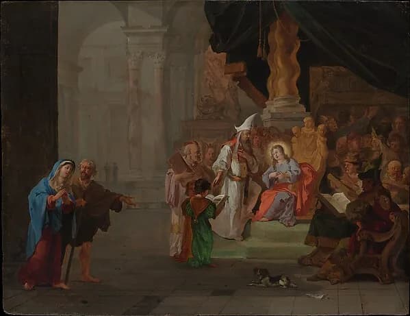 Christ among the Doctors by Abraham Hondius depicting Luke 2