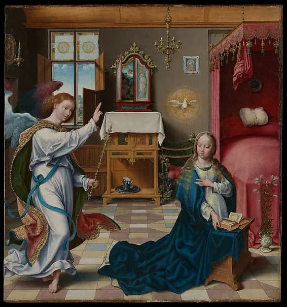 The Annunciation by Joos van Cleve depicting Luke 1