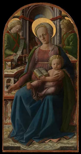 Madonna and Child Enthroned with Two Angels by Fra Filippo Lippi depicting Luke 2