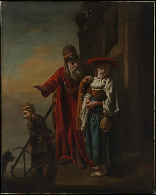 Abraham Dismissing Hagar and Ishmael by Nicolaes Maes depicting Genesis 18