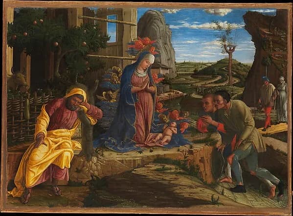 The Adoration of the Shepherds by Andrea Mantegna depicting Luke 2