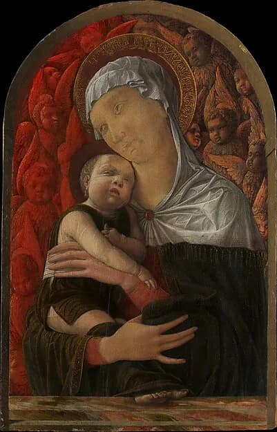 Madonna and Child with Seraphim and Cherubim by Andrea Mantegna depicting Luke 2