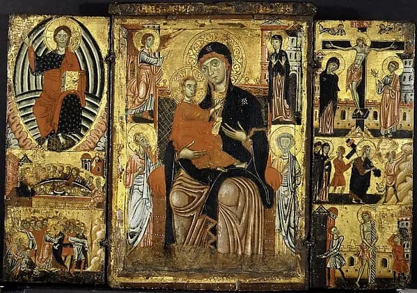 Madonna and Child Enthroned by Master of the Magdalen depicting Matthew 2