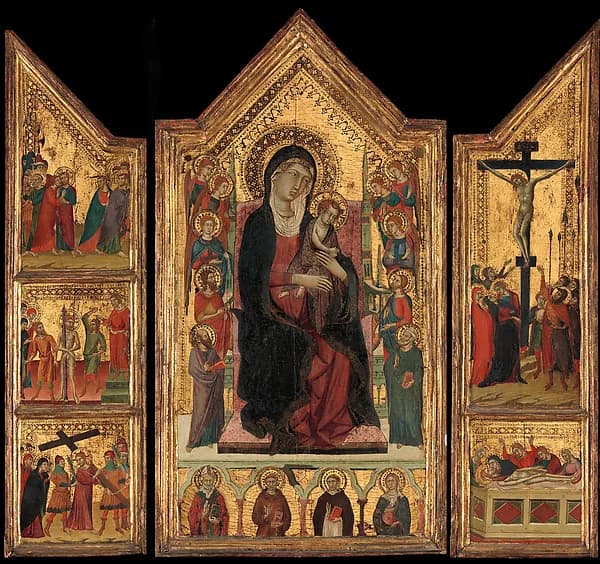 Madonna and Child Enthroned by Master of Monte Oliveto depicting Matthew 3