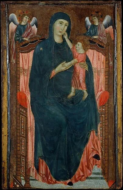 Madonna and Child Enthroned with Angels by Master of Varlungo depicting Luke 2