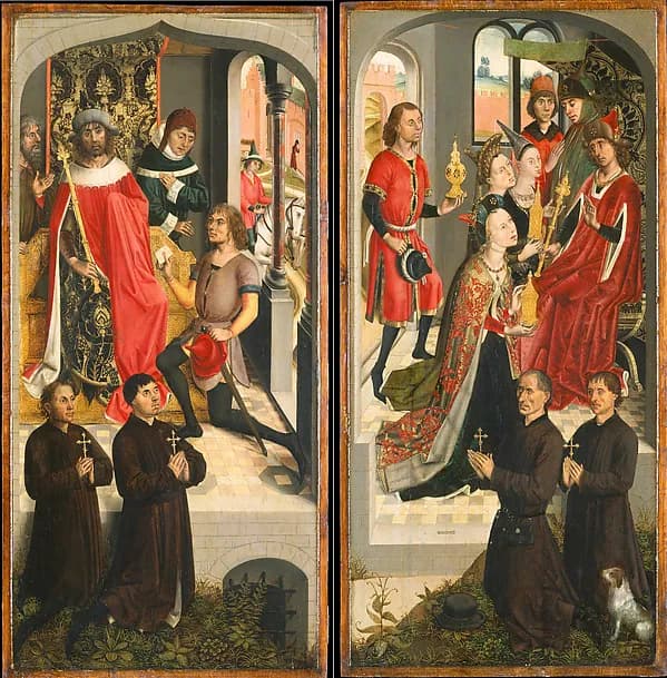 Abner's Messenger before David; The Queen of Sheba Bringing Gifts to Solomon; The Annunciation by Master of the Saint Barbara Legend depicting 1 Samuel 16