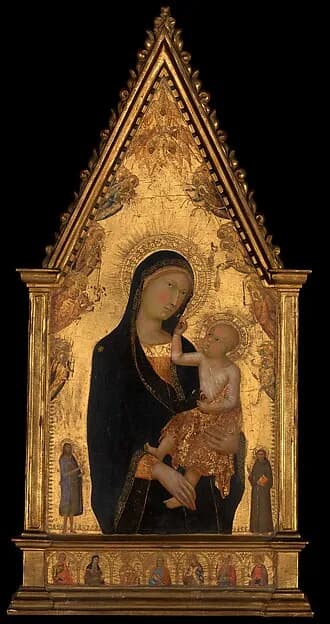 Madonna and Child with Saints and Angels by Lippo Memmi (Filippo di Memmo) depicting Matthew 3