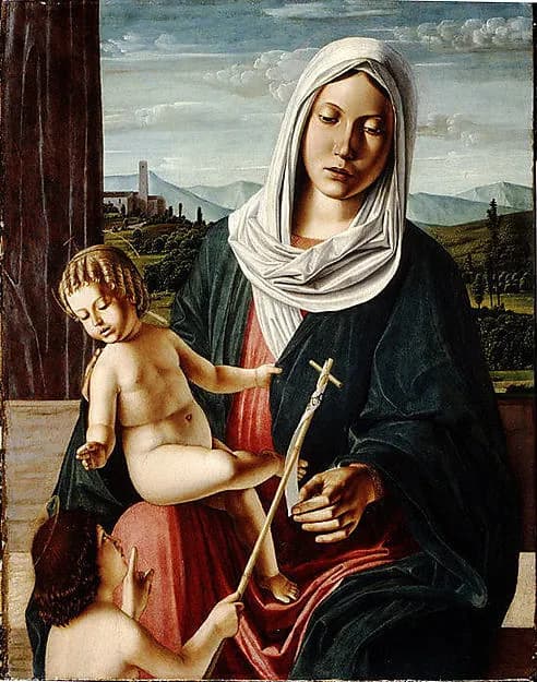 Madonna and Child with the Infant Saint John the Baptist by Michele da Verona depicting Matthew 3
