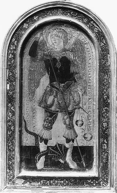 Saint Michael by Neroccio de' Landi depicting Revelation 12