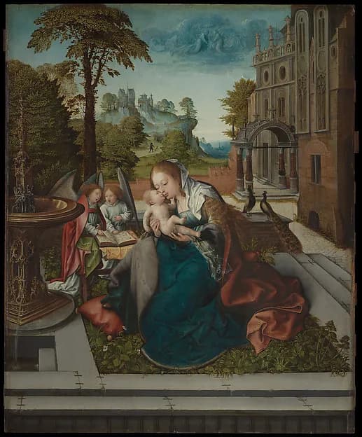 Virgin and Child with Angels by Bernard van Orley depicting Luke 2