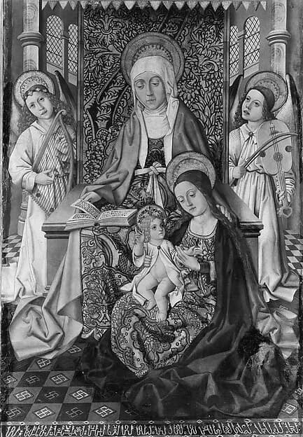 Saint Anne Enthroned with the Virgin and Child by Osma Master depicting Luke 1
