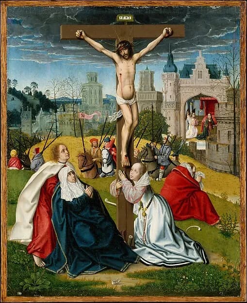 The Crucifixion by Jan Provoost depicting Luke 1