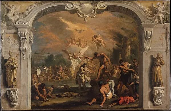 The Baptism of Christ by Sebastiano Ricci depicting Matthew 3