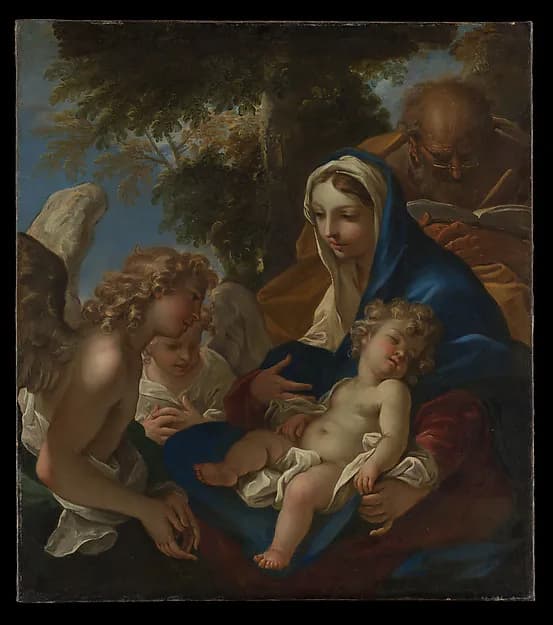 The Holy Family with Angels by Sebastiano Ricci depicting Luke 2