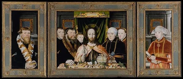 Christ Blessing, Surrounded by a Donor Family by German Painter depicting John 1