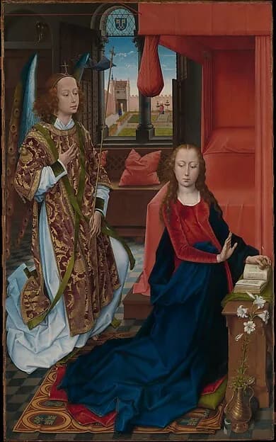 The Annunciation by Hans Memling depicting Luke 1