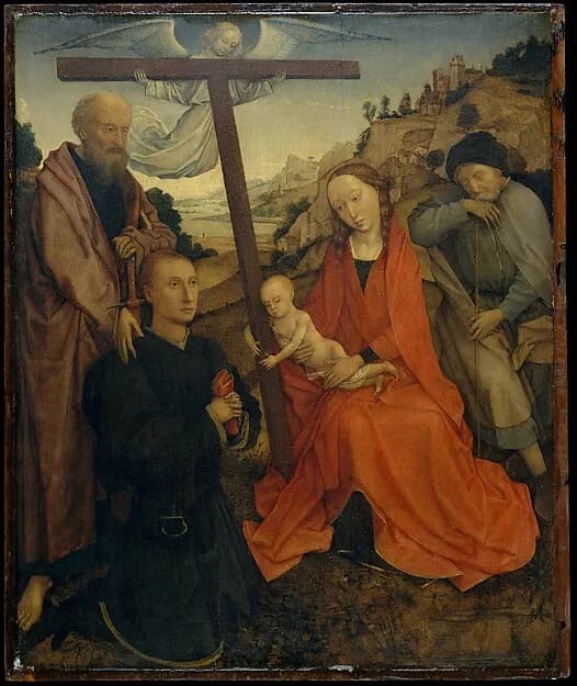 The Holy Family with Saint Paul and a Donor by Rogier van der Weyden depicting Acts 9