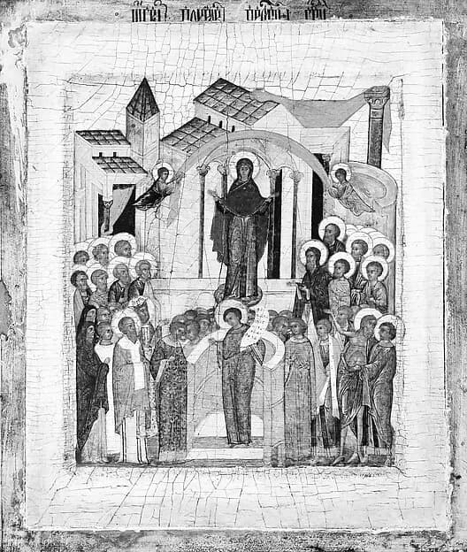 The Protection of the Mother of God by Russian Painter depicting Luke 2