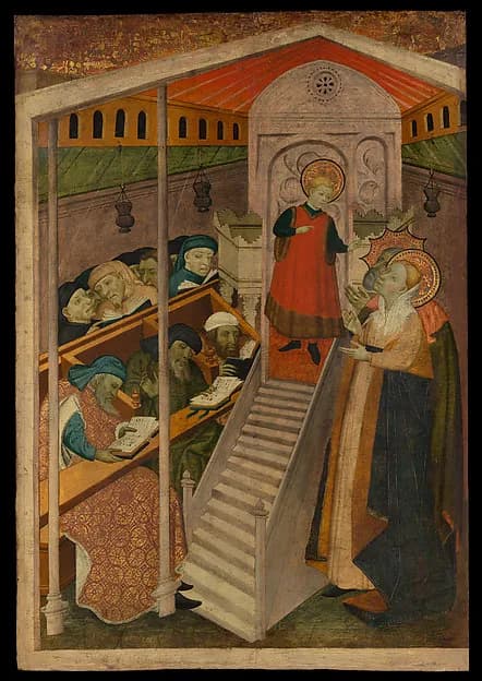 Christ among the Doctors by Spanish (Catalan) Painter depicting Luke 2