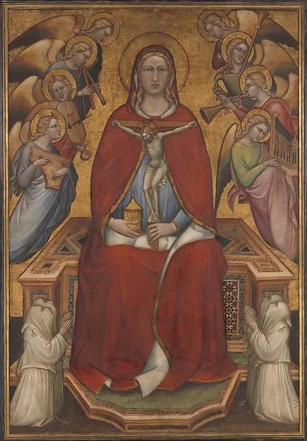 Saint Mary Magdalen Holding a Crucifix; (reverse) The Flagellation by Spinello Aretino (Spinello di Luca Spinelli) depicting Matthew 27