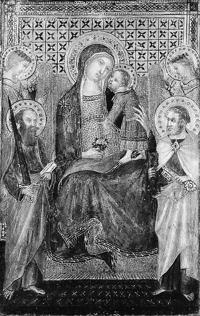 Madonna and Child Enthroned with Saints Peter and Paul and Angels by Lippo Vanni (Lippo Vanni di Giovanni) depicting Matthew 4