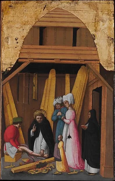 Saint Peter Martyr Healing the Leg of a Young Man by Antonio Vivarini depicting Matthew 9