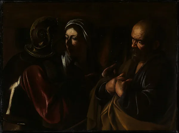 The Denial of Saint Peter by Michelangelo Merisi da Caravaggio depicting Matthew 4