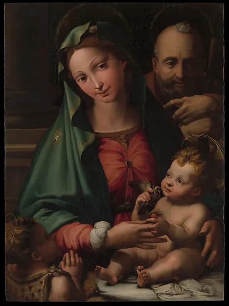 The Holy Family with the Infant Saint John the Baptist by Perino del Vaga (Pietro Buonaccorsi) depicting Matthew 3