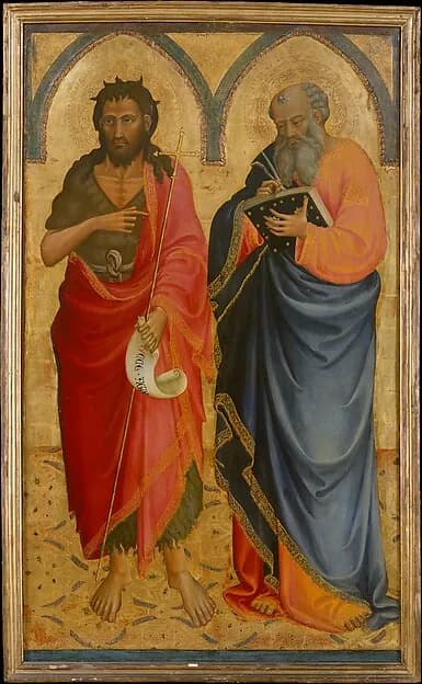 Saints John the Baptist and Matthew by Bicci di Lorenzo depicting Matthew 3