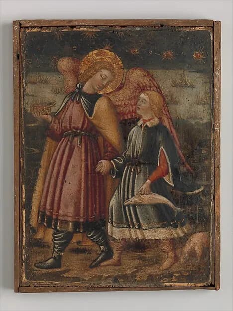 The Archangel Raphael and Tobias by Neri di Bicci depicting Tobit 6