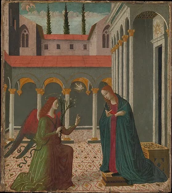 The Annunciation by Maestro Esiguo (possibly Alesso di Benozzo, Italian, Pisa 1473–1528 Florence) depicting Luke 1