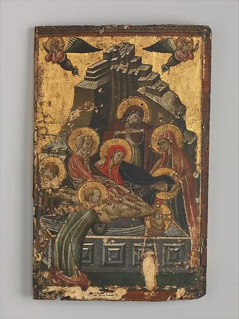 The Entombment by Master of Forlì depicting Mark 15