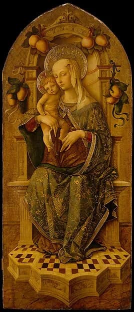 Madonna and Child Enthroned by Nicola di Maestro Antonio d'Ancona depicting Luke 2